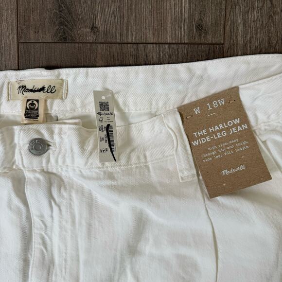 Madewell Harlow Wide Leg 100% Cotton Airy Denim Jeans US Women's 18W Plus - Picture 5 of 6